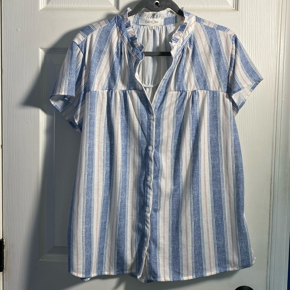 Eden & Olivia Striped Short Sleeve Top 2X